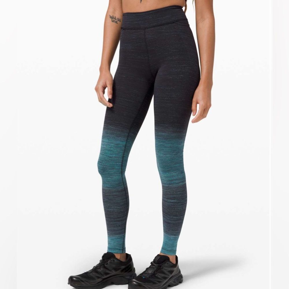 Lululemon Lab Women’s Varsa Tight 2 True Navy Aurora Glow Jacquard Size 6